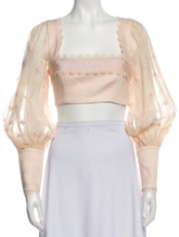 Zimmermann Butterflies Square Neckline Long-Sleeve Crop Top